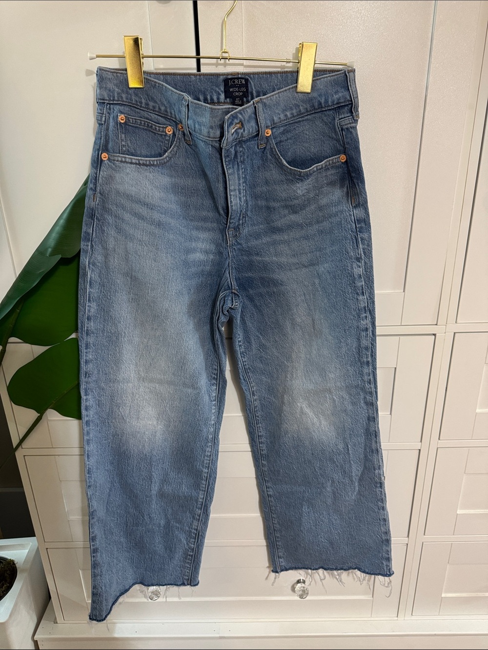 J. Crew Light Blue Cropped Straight-Leg Jeans with Raw Hem